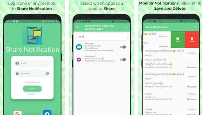 Share Notification and Monitor Noti App